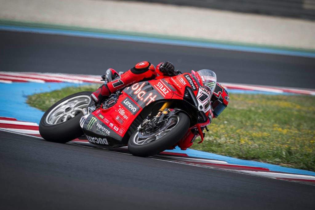 Aruba.it Racing – Ducati riders Alvaro Bautista and Nicolò Bulega finish sixth and eighth in Hungarian Round free practice. 