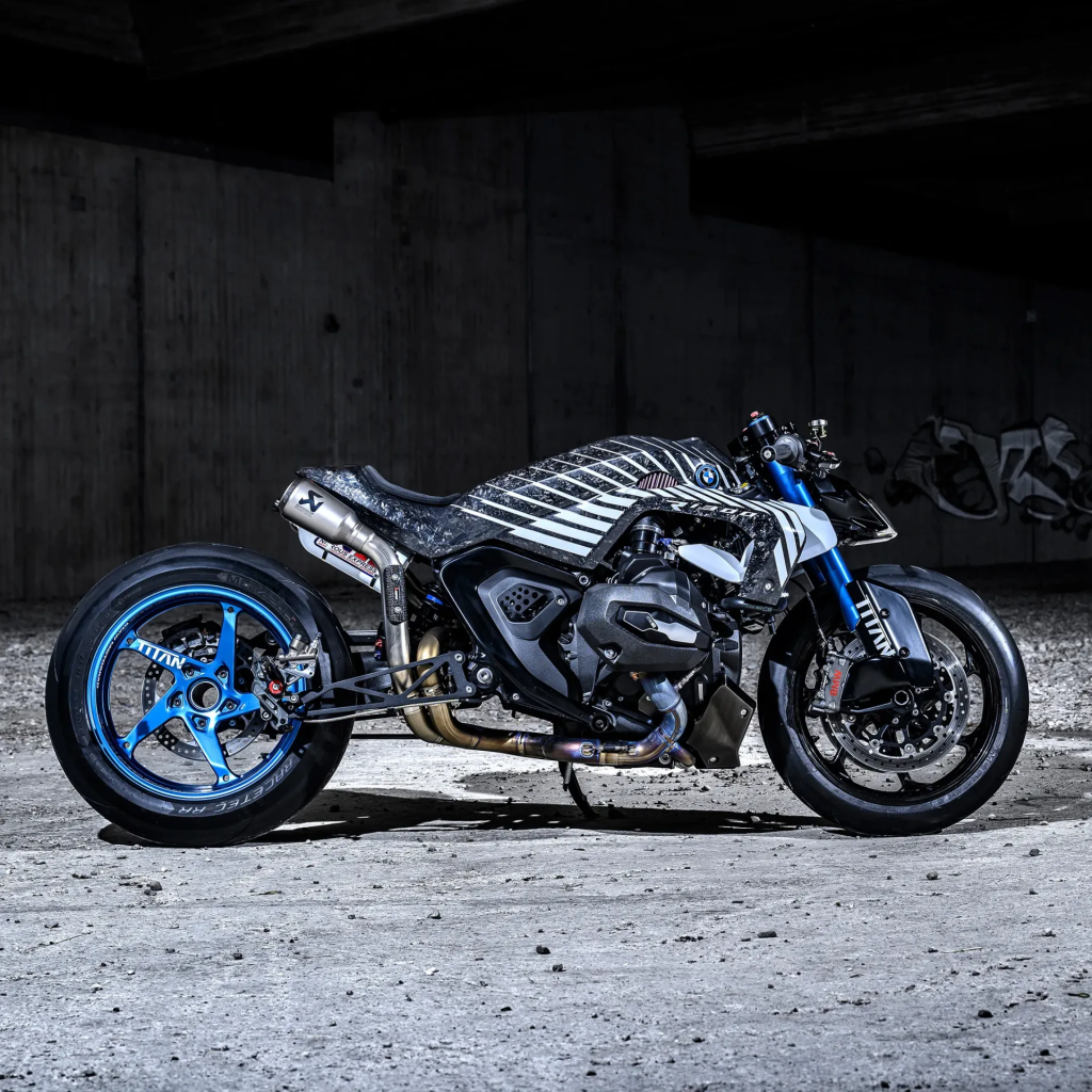 BMW’s custom R 1300 R Titan skips the showroom and hits the track: fully carbon-clad, nitrous-injected, and sprint-ready with no comfort compromises.
