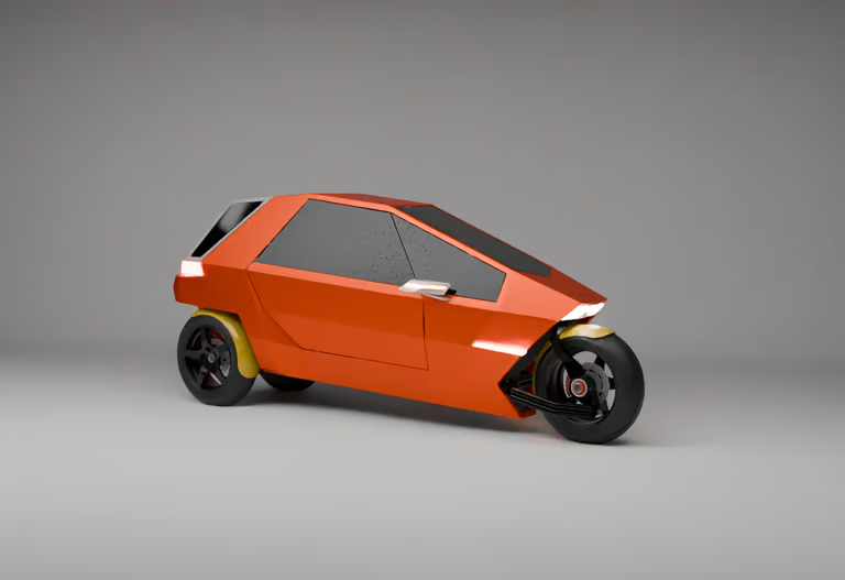 The Trinova is a high-performance, fully enclosed electric three-wheeler designed to split lanes, lean into corners, and beat urban traffic with style, safety, and speed.