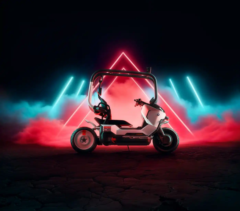 BMW unveils the Vision CE concept, a futuristic electric motorcycle with bold design, canopy protection, and CE 04 performance roots, hinting at the brand’s electric future.