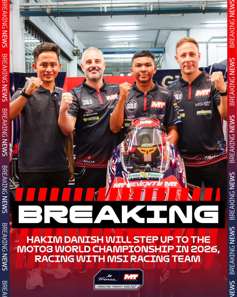 Malaysian rider Hakim Danish Ramli secures a full-time Moto3 World Championship seat with MSi Racing Team for 2026 after a standout 2025 season in Europe.