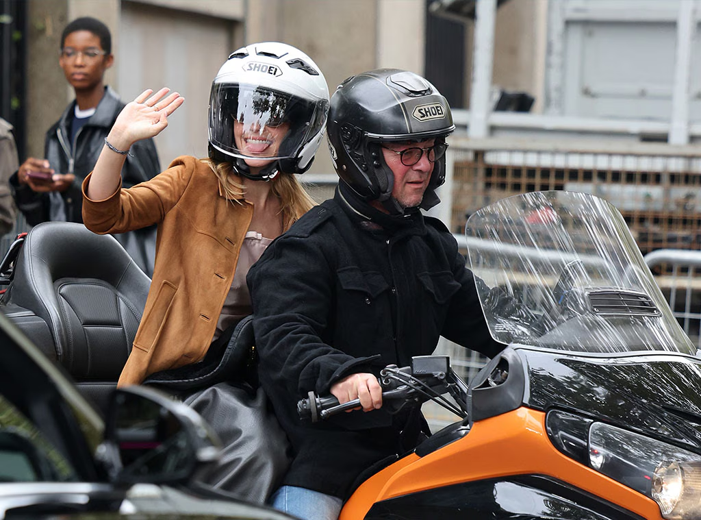 Emma Watson steals the show at Paris Fashion Week 2025, leaving the Miu Miu runway on a sleek motorcycle, proving elegance and edge can share the same ride.