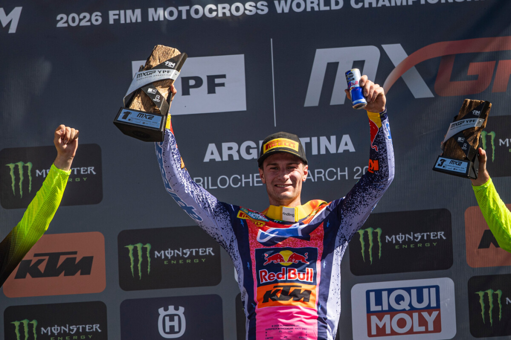 Simon Laengenfelder secures a dominant MX2 victory while Lucas Coenen finishes fifth overall at the opening round of the 2026 MXGP World Championship in Argentina.